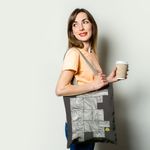 Fashion, accesorii si bijuterii - Femei - Accesorii femei - Genti si rucsacuri femei - Geanta Handmade Tote Basic, Fibra de Lemn Inramata, Multicolor, 43x37 cm - Infinity.ro