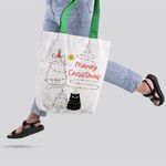 Fashion, accesorii si bijuterii - Femei - Accesorii femei - Genti si rucsacuri femei - Geanta Handmade Tote Liner cu Captuseala, Meowy Christmas Urare de Craciun de la 3 Pisici, Multicolor, 45x37 cm - Infinity.ro