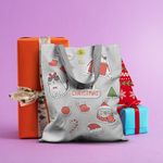 Fashion, accesorii si bijuterii - Femei - Accesorii femei - Genti si rucsacuri femei - Geanta Handmade Tote Basic, Cadouri si Pisici de Craciun, Multicolor, 43x37 cm - Infinity.ro