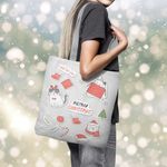 Fashion, accesorii si bijuterii - Femei - Accesorii femei - Genti si rucsacuri femei - Geanta Handmade Tote Basic, Cadouri si Pisici de Craciun, Multicolor, 43x37 cm - Infinity.ro