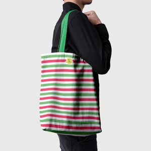 Geanta Handmade Tote Basic, Dungi in Culori de Craciun, Multicolor, 43x37 cm