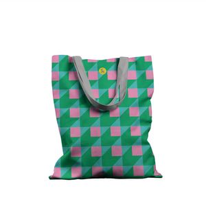 Geanta Handmade Tote Basic, Patrate si Volume, Multicolor, 43x37 cm