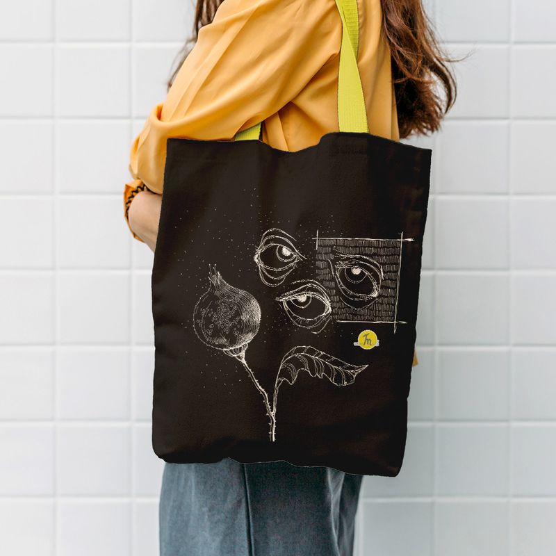 Fashion, accesorii si bijuterii - Femei - Accesorii femei - Genti si rucsacuri femei - Geanta Handmade Tote Liner cu Captuseala, Priviri si Mac, Multicolor, 45x37 cm - Infinity.ro