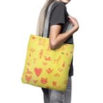 Fashion, accesorii si bijuterii - Femei - Accesorii femei - Genti si rucsacuri femei - Geanta Handmade Tote Basic, Picnic in Gradina Abstract, Multicolor, 43x37 cm - Infinity.ro