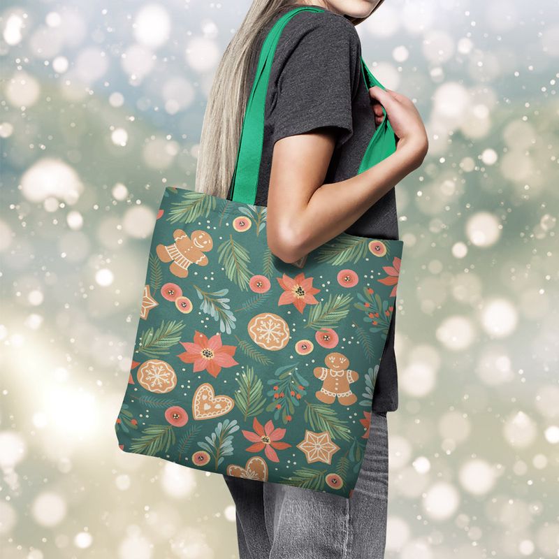 Fashion, accesorii si bijuterii - Femei - Accesorii femei - Genti si rucsacuri femei - Geanta Handmade Tote Basic, Turta Dulce de Craciun, Multicolor, 43x37 cm - Infinity.ro