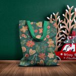 Fashion, accesorii si bijuterii - Femei - Accesorii femei - Genti si rucsacuri femei - Geanta Handmade Tote Basic, Turta Dulce de Craciun, Multicolor, 43x37 cm - Infinity.ro