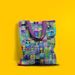 Fashion, accesorii si bijuterii - Femei - Accesorii femei - Genti si rucsacuri femei - Geanta Handmade Tote Basic, Momente si Amintiri, Multicolor, 43x37 cm - Infinity.ro