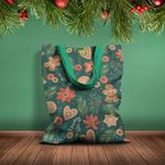 Fashion, accesorii si bijuterii - Femei - Accesorii femei - Genti si rucsacuri femei - Geanta Handmade Tote Basic, Turta Dulce de Craciun, Multicolor, 43x37 cm - Infinity.ro