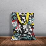 Fashion, accesorii si bijuterii - Femei - Accesorii femei - Genti si rucsacuri femei - Geanta Handmade Tote Basic, Pattern cu Palme si Atingeri, Multicolor, 43x37 cm - Infinity.ro