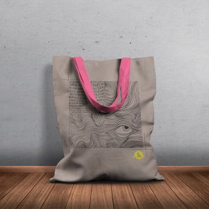 Geanta Handmade Tote Basic, Schita in 4 Cadre, Multicolor, 43x37 cm