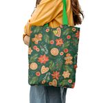 Fashion, accesorii si bijuterii - Femei - Accesorii femei - Genti si rucsacuri femei - Geanta Handmade Tote Liner cu Captuseala, Turta Dulce de Craciun, Multicolor, 45x37 cm - Infinity.ro