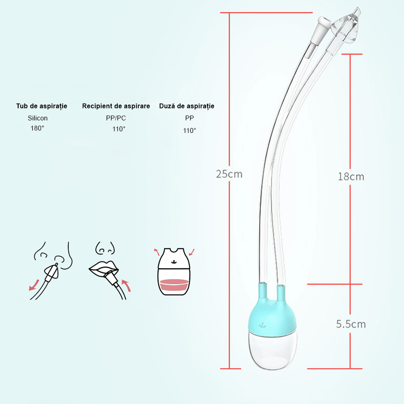Jucarii, Copii si Bebe - Igiena si ingrijire - Accesorii ingrijire copii - Aspiratoare nazale si accesorii - Aspirator nazal manual, albastru - Infinity.ro