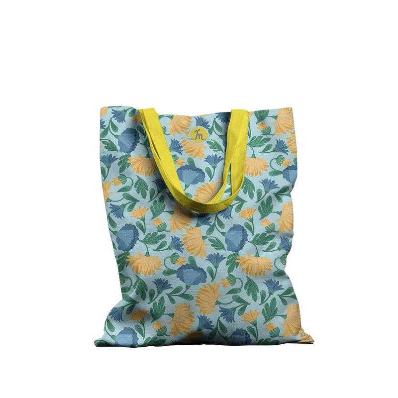 Fashion, accesorii si bijuterii - Femei - Accesorii femei - Genti si rucsacuri femei - Geanta Handmade Tote Basic, Mulewear, Botanic Plante din Gradina Bunicii, Multicolor, 43 x 37 cm - Infinity.ro
