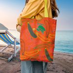 Fashion, accesorii si bijuterii - Femei - Accesorii femei - Genti si rucsacuri femei - Geanta de Plaja Handmade tip Tote Bag Liner Captusit Mulewear, Hello Summer, Multicolor, 43 x 37 cm, model 3 - Infinity.ro