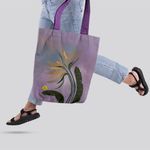 Fashion, accesorii si bijuterii - Femei - Accesorii femei - Genti si rucsacuri femei - Geanta Handmade Tote Liner cu Captuseala, Botanic Floare Neptuniana, Multicolor, 43 x 37 cm - Infinity.ro