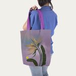 Fashion, accesorii si bijuterii - Femei - Accesorii femei - Genti si rucsacuri femei - Geanta Handmade Tote Liner cu Captuseala, Botanic Floare Neptuniana, Multicolor, 43 x 37 cm - Infinity.ro