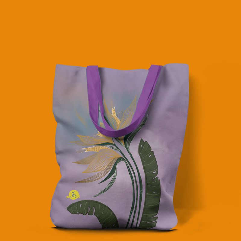 Fashion, accesorii si bijuterii - Femei - Accesorii femei - Genti si rucsacuri femei - Geanta Handmade Tote Liner cu Captuseala, Botanic Floare Neptuniana, Multicolor, 43 x 37 cm - Infinity.ro