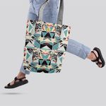 Fashion, accesorii si bijuterii - Femei - Accesorii femei - Genti si rucsacuri femei - Geanta Handmade, Tote Bag Liner Captusit Original Mulewear, Geometric Privind prin Stroboscop, Multicolor, 43 x 37 cm - Infinity.ro