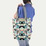 Fashion, accesorii si bijuterii - Femei - Accesorii femei - Genti si rucsacuri femei - Geanta Handmade, Tote Bag Liner Captusit Original Mulewear, Geometric Privind prin Stroboscop, Multicolor, 43 x 37 cm - Infinity.ro