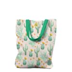 Fashion, accesorii si bijuterii - Femei - Accesorii femei - Genti si rucsacuri femei - Geanta Handmade Tote Liner Captusit, Botanic Plante Flori Portocalii de Cactus in desert, Multicolor, 43 x 37 cm - Infinity.ro