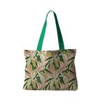 Fashion, accesorii si bijuterii - Femei - Accesorii femei - Genti si rucsacuri femei - Geanta Handmade Tote Fatty Captusit, Mulewear, Botanic Flori Frunze Tropicale, Multicolor, 43 x 37 cm - Infinity.ro