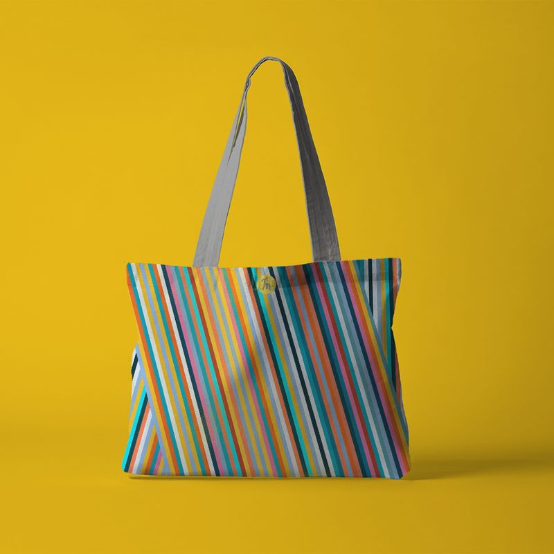 Fashion, accesorii si bijuterii - Femei - Accesorii femei - Genti si rucsacuri femei - Geanta Handmade, Tote Bag Fatty Original Mulewear, Abstract Magia Culorilor, Multicolor, 43 x 37 cm - Infinity.ro