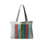 Fashion, accesorii si bijuterii - Femei - Accesorii femei - Genti si rucsacuri femei - Geanta Handmade, Tote Bag Fatty Original Mulewear, Abstract Dungi color, Multicolor, 43 x 37 cm - Infinity.ro