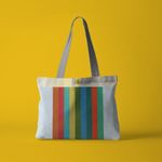 Fashion, accesorii si bijuterii - Femei - Accesorii femei - Genti si rucsacuri femei - Geanta Handmade, Tote Bag Fatty Original Mulewear, Abstract Dungi color, Multicolor, 43 x 37 cm - Infinity.ro