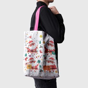 Geanta Handmade Tote Basic, Merry Christmas Mos Craciun