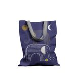 Fashion, accesorii si bijuterii - Femei - Accesorii femei - Genti si rucsacuri femei - Geanta Handmade Tote Basic, Desen Abstract 2 Elefanti, Multicolor, 43 x 37 cm - Infinity.ro