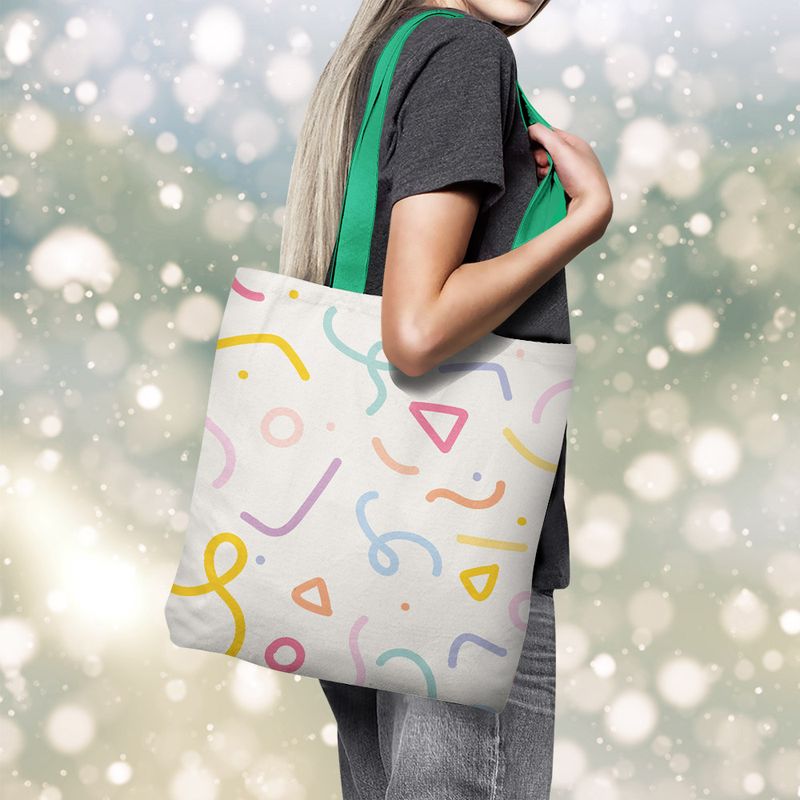 Fashion, accesorii si bijuterii - Femei - Accesorii femei - Genti si rucsacuri femei - Geanta Handmade Tote Basic, Abstract Forme Desen de Copii, Multicolor, 43 x 37 cm - Infinity.ro