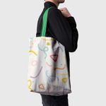 Fashion, accesorii si bijuterii - Femei - Accesorii femei - Genti si rucsacuri femei - Geanta Handmade Tote Basic, Abstract Forme Desen de Copii, Multicolor, 43 x 37 cm - Infinity.ro