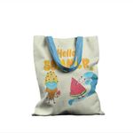 Fashion, accesorii si bijuterii - Femei - Accesorii femei - Genti si rucsacuri femei - Geanta de Plaja Tote Bag Basic Handmade Original Mulewear, Summer Pepene Rosu si Inghetata la Plaja, 43 x 37 cm - Infinity.ro