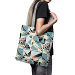 Fashion, accesorii si bijuterii - Femei - Accesorii femei - Genti si rucsacuri femei - Geanta Handmade, Tote Bag Basic Original Mulewear, Geometric Abstract Matematica, Multicolor, 43 x 37 cm - Infinity.ro