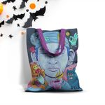 Fashion, accesorii si bijuterii - Femei - Accesorii femei - Genti si rucsacuri femei - Geanta Handmade Tote Basic, Halloween in Japonia cu Pisica Maneki-Neko, Multicolor, 43 x 37 cm - Infinity.ro