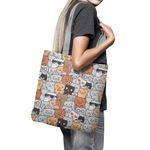 Fashion, accesorii si bijuterii - Femei - Accesorii femei - Genti si rucsacuri femei - Geanta Handmade Tote Basic, Pisici la Spectacol, Multicolor, 43 x 37 cm - Infinity.ro