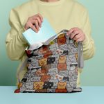 Fashion, accesorii si bijuterii - Femei - Accesorii femei - Genti si rucsacuri femei - Geanta Handmade Tote Basic, Pisici la Spectacol, Multicolor, 43 x 37 cm - Infinity.ro