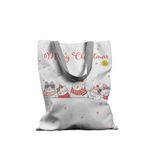 Fashion, accesorii si bijuterii - Femei - Accesorii femei - Genti si rucsacuri femei - Geanta Handmade Tote Basic, Merry Christmas Urare de Craciun de la 5 Pisici, Multicolor, 43 x 37 cm - Infinity.ro