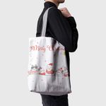 Fashion, accesorii si bijuterii - Femei - Accesorii femei - Genti si rucsacuri femei - Geanta Handmade Tote Basic, Merry Christmas Urare de Craciun de la 5 Pisici, Multicolor, 43 x 37 cm - Infinity.ro