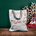 Fashion, accesorii si bijuterii - Femei - Accesorii femei - Genti si rucsacuri femei - Geanta Handmade Tote Basic, Merry Christmas Urare de Craciun de la 5 Pisici, Multicolor, 43 x 37 cm - Infinity.ro