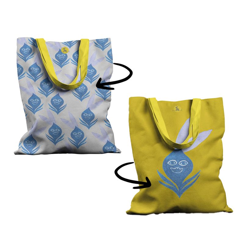 Fashion, accesorii si bijuterii - Femei - Accesorii femei - Genti si rucsacuri femei - Geanta Handmade Fata-Verso Tote Basic, Personaje Zambarete, Multicolor, 43 x 37 cm - Infinity.ro