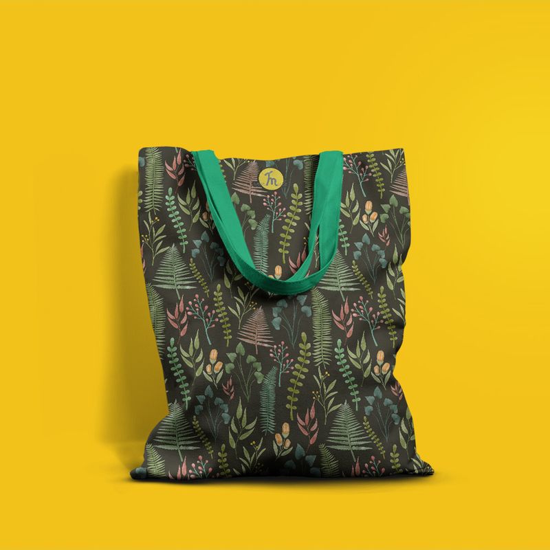 Fashion, accesorii si bijuterii - Femei - Accesorii femei - Genti si rucsacuri femei - Geanta Handmade Tote Basic, Mulewear, Botanic Gradina Bunicii, Multicolor, 43 x 37 cm - Infinity.ro