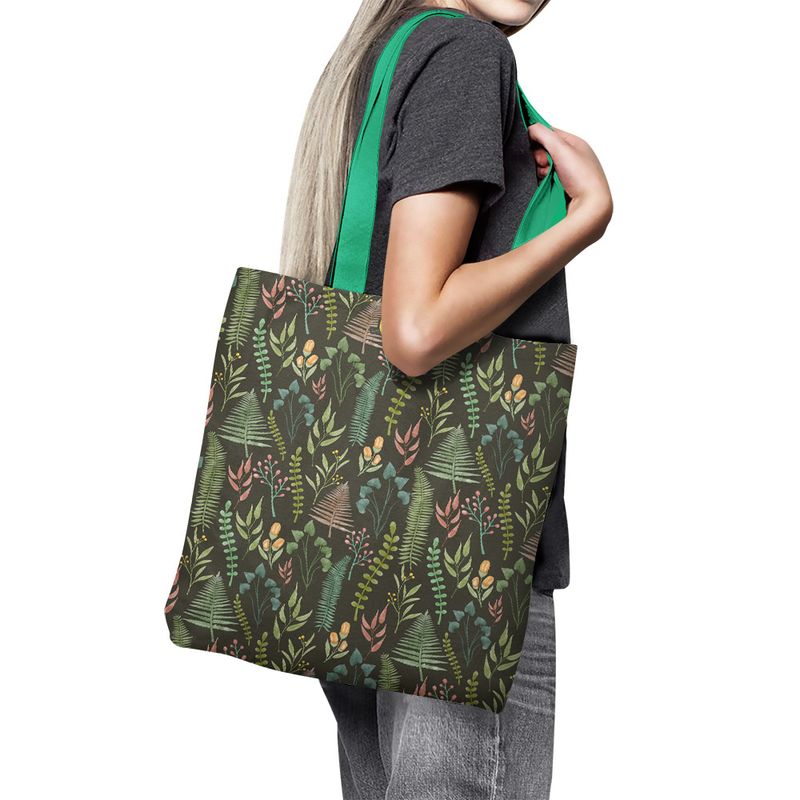 Fashion, accesorii si bijuterii - Femei - Accesorii femei - Genti si rucsacuri femei - Geanta Handmade Tote Basic, Mulewear, Botanic Gradina Bunicii, Multicolor, 43 x 37 cm - Infinity.ro