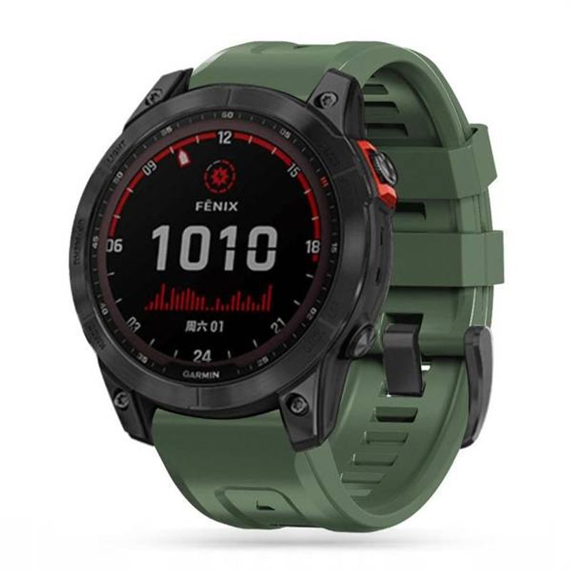 Fashion, accesorii si bijuterii - Barbati - Bijuterii barbati - Ceasuri barbati - Curea din silicon compatibila cu Garmin Fenix 5/6/6 PRO/7, Verde Army, MON-BBL7498 - Infinity.ro