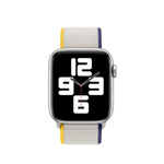 Fashion, accesorii si bijuterii - Barbati - Bijuterii barbati - Ceasuri barbati - Curea pentru Apple Watch, 38-40mm, Bibilel Textil, Alb cu Galben si Bleumarin, SUN-BBL4195 - Infinity.ro