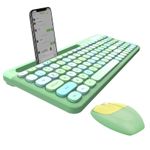 PC, gaming si accesorii - Periferice PC - Tastaturi - Kit tastatura multimedia si mouse wireless, 2.4 GHz, 1600 DPI, 3 butoane si scroll, 888, Verde, WRB-BBL6817 - Infinity.ro
