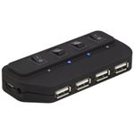 PC, gaming si accesorii - Retelistica - Hub-uri - Hub USB 4 porturi cu comutatoare si alimentare, indicator LED, PC sau laptop, conectare periferice, Negru - Infinity.ro