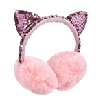 Fashion, accesorii si bijuterii - Copii - Accesorii copii - Caciuli si palarii copii - Casti protectie urechi pentru fetite impotriva frigului si a vantului, 6-8 ani, Glitter Cat Ears, Roz - Infinity.ro