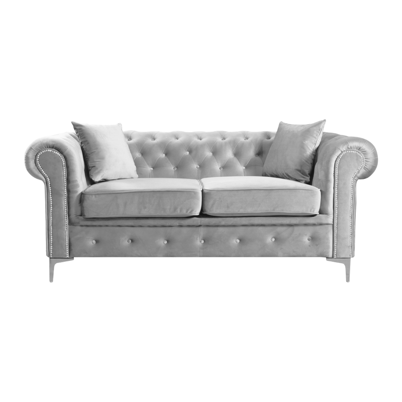 Casa si Gradina - Mobilier - Canapele si coltare - Canapele - Canapea extensibila de lux 2 locuri, stofa gri deschis Velvet, ROMANO - Infinity.ro
