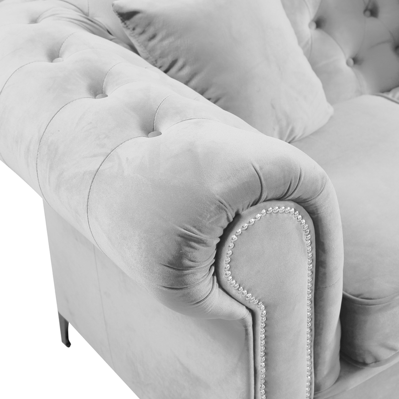 Casa si Gradina - Mobilier - Canapele si coltare - Canapele - Canapea extensibila de lux 2 locuri, stofa gri deschis Velvet, ROMANO - Infinity.ro